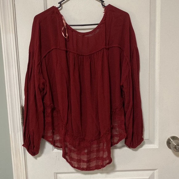 Free people red gauze blouse size M - Picture 3 of 3